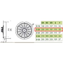 Dündar 20 cm D 20 50 watt 600 m3/h 1425 DD 220/230 volt Monofaze Ev Duvar Tipi Aksiyal Fan Aspiratör