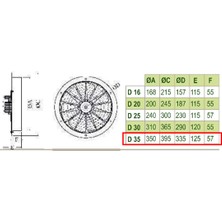 Dündar 35 cm D 35 60 watt 1250 m3/h 1285 DD 220/230 volt Monofaze Ev Duvar Tipi Aksiyal Fan Aspiratör