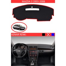 Mazda 3 2003-2008 Için Uygun Torpido Koruma Halısı Siyah Kenar Renk Kırmızı