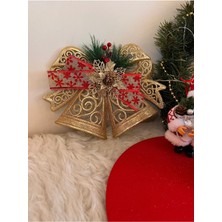 Tekno Trust Yılbaşı Gold Fiyonk Kapı ve Ağaç Süsü Plastik 28X23 cm Noel Christmas Yeniyıl Çan Altın