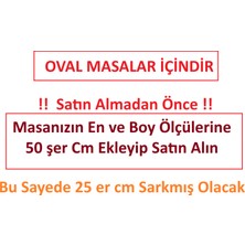 Zeren Home Polyester Keten Simli Oval Masa Örtüsü + 12 Ad Peçete