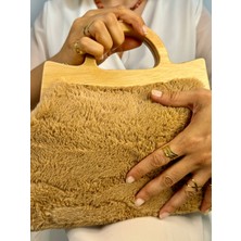 Jophiel Cassiel - Ahşap Burslu Kumaş Portföy Çanta, Clutch, El Çantası, Kadın Çanta,çanta