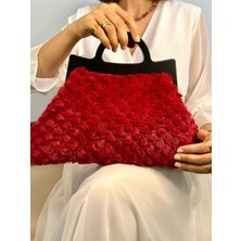 Jophiel Cassiel - Ahşap Burslu Kumaş Portföy Çanta, Clutch, El Çantası, Kadın Çanta, Çanta