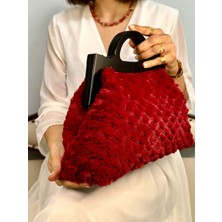 Jophiel Cassiel - Ahşap Burslu Kumaş Portföy Çanta, Clutch, El Çantası, Kadın Çanta, Çanta