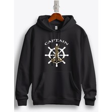 MGAX Denizci Captain Baskılı Kapüşonlu Sweatshirt