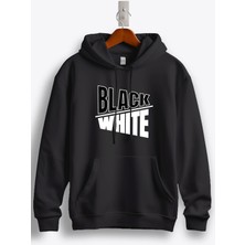 MGAX Black White Baskılı Kapüşonlu Sweatshirt