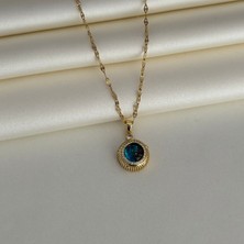Laria Jewelry Gold Mavi Taşlı Kolye