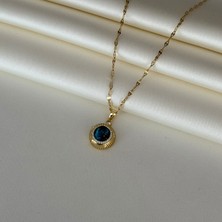Laria Jewelry Gold Mavi Taşlı Kolye