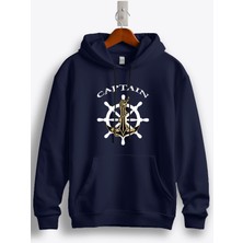 MGAX Denizci Captain Baskılı Kapüşonlu Sweatshirt