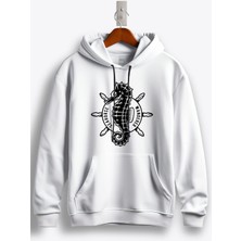 Deniz Atı (Sea Horse) Baskılı Kapüşonlu Sweatshirt