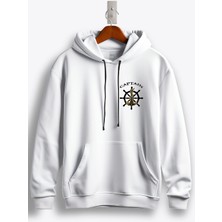 MGAX Denizci Captain Arma Baskılı Kapüşonlu Sweatshirt