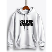 MGAX Believe In Yourself Baskılı Kapüşonlu Sweatshirt
