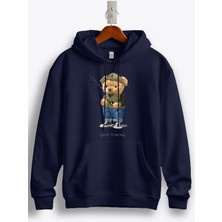 MGAX Teddy Bear Gone Fishing Baskılı Kapüşonlu Sweatshirt