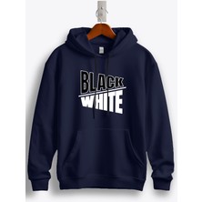 MGAX Black White Baskılı Kapüşonlu Sweatshirt