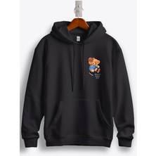 MGAX Teddy Bear Basketball Dont Give Up Arma Baskılı Kapüşonlu Sweatshirt