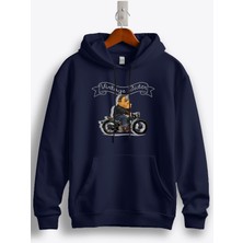 MGAX Teddy Bear Vintage Rider Baskılı Kapüşonlu Sweatshirt