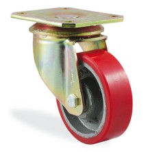 Kama K4102DOR080 Ağır Tip Döner Maşalı Teker, Döküm Üstü Poliüretan Kaplı Teker, 80 mm Çap