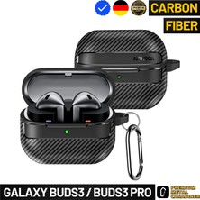 Ewec Samsung Galaxy Buds3 ve Buds3 Pro Uyumlu Karbon Fiber Hybrid Polymer Technology Kulaklık Kılıfı