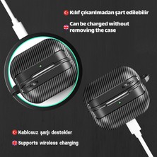 Ewec Samsung Galaxy Buds3 ve Buds3 Pro Uyumlu Karbon Fiber Hybrid Polymer Technology Kulaklık Kılıfı