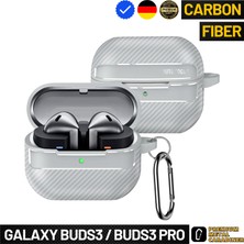 Ewec Samsung Galaxy Buds3 ve Buds3 Pro Uyumlu Karbon Fiber Hybrid Polymer Technology Kulaklık Kılıfı