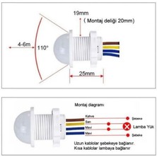 Ventatek 220V Hareket Pır Sensörü - Otomatik Lamba Sensörü