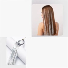 Saç Simi Gümüş Işıltılı Hologram 90 cm Hair Tinsel 720853