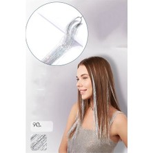 Saç Simi Gümüş Işıltılı Hologram 90 cm Hair Tinsel 720853