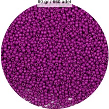 Just Cheap Store Fuşya Renk 4 mm Yaklaşık 660 Adet / 60 Gram Cam Boncuk Oya Yazma Bileklik ve Kolye