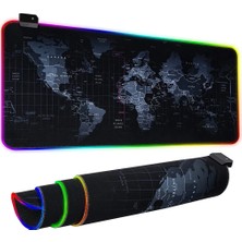 Techno Center Rgb Işıklı Dünya Desenli Kaymaz Tabanlı Oyuncu Mouse Pad 80X30