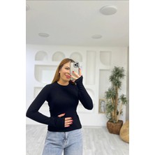 Oysho Parmak Geçmeli Uzun Kol Bady Siyah