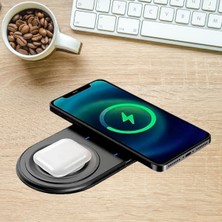 2si 1ARADA Kablosuz Saat,kulaklık ve Telefon Hızlı Şarj Etme Aparatı