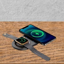 2si 1ARADA Kablosuz Saat,kulaklık ve Telefon Hızlı Şarj Etme Aparatı