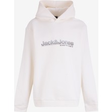 Jack & Jones Kapüşon Yaka Beyaz Erkek Sweatshırt 12262228_Jcopuff Sweat Hood