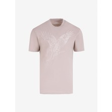 Armani Exchange Bisiklet Yaka Baskılı Bej Erkek T-Shirt 6dztad ZJ9TZ 17AB