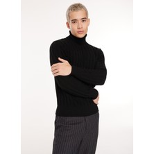 Tombolini Bisiklet Yaka Slim Fit Siyah Erkek Kazak 61101130