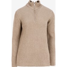 Jeep Dik Yaka Basic Düz Bej Erkek Kazak J4WM-KZK7316