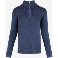 Jeep Dik Yaka Basic Düz Lacivert Erkek Kazak J4WM-KZK7316