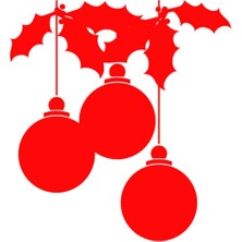 Tekno Trust Yılbaşı Cam Süslemeleri Sticker Yapıştırma 45X50CM - Kırmızı