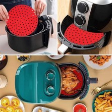 Caddemia Renkli Isıya Dayanıklı Yıkanılabilir Silikon Fırın ve Airfryer Yuvarlak Pişirme Matı 20 cm