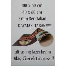 Warpella Bohem Tarzı Jüt Görünümlü Zürafa Desenli 2'li Banyo,halı Paspas Takımı (60*100-40*60) Dijital Baskili