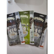 Creamy Kedi Ödül Maması 4x15 gr Deniz Tarağı Ton Balıklı Sığır Etli hangisinden istenirse gönderilir