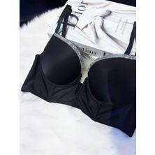 Edam İç Giyim Taşlı Tasarım Siyah Dolgulu Bralet Sütyen