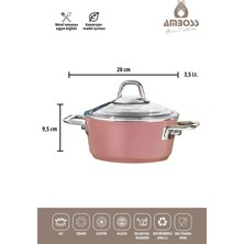 Amboss Crystal 7 Parça Granit Çift Renkli Tencere Seti - Rose Gold