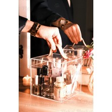 Pleksi Marketi Şeffaf Makyaj Çantası 15X15X15 cm Dayanıklı Pleksi Malzeme ile Modern Tasarım