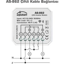 Alpsmart AS-862 Akıllı Wi-Fi Çiftli Duvar Anahtarı Modülü Tuya Uyumlu