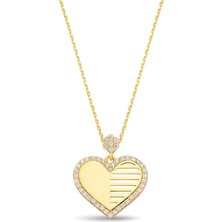 ÇGK KUYUMCULUK Taşlı Kalp  Altın Kolye  CGKKLY142