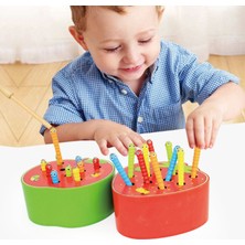 Jnby Bebek Oyuncakları Ahşap Solucan Yakalama Oyunu 3D Bulmaca Erken Çocuklar Eğitici Oyuncaklar Montessori Manyetik Etkileşimli Oyunlar Hediye Için (Yurt Dışından)