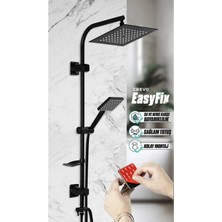 Siyah 3m Yapışkanlı Easyfix Tepe Yağmur Robot Duş Başlığı Seti Farah ( Türkiye Garantili)