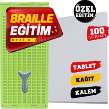 Braille Eğitim Seti 9 100'LÜ (9 Satırlı Braille Tablet, Braille Kalem, 100'LÜ Braille Yazı Kağıdı)