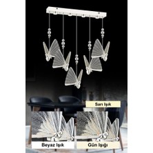 Istanbul Avize Ipek Yemek Masası 5'li Gümüş Ledli 3 Renk Modern LED Avize